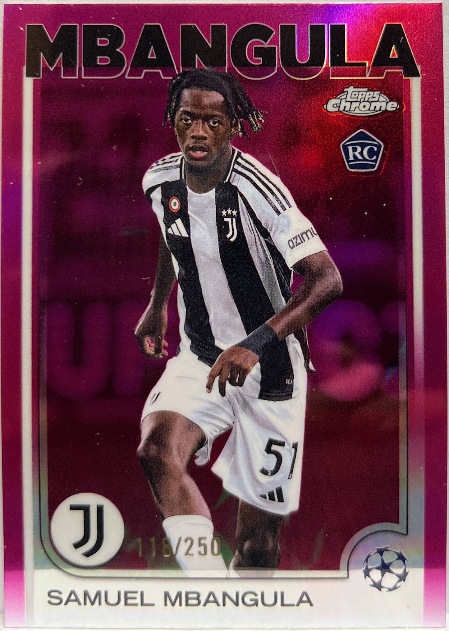 Samuel Mbangula 150/250 Rookie Pink Topps Chrome UCC 2024/25