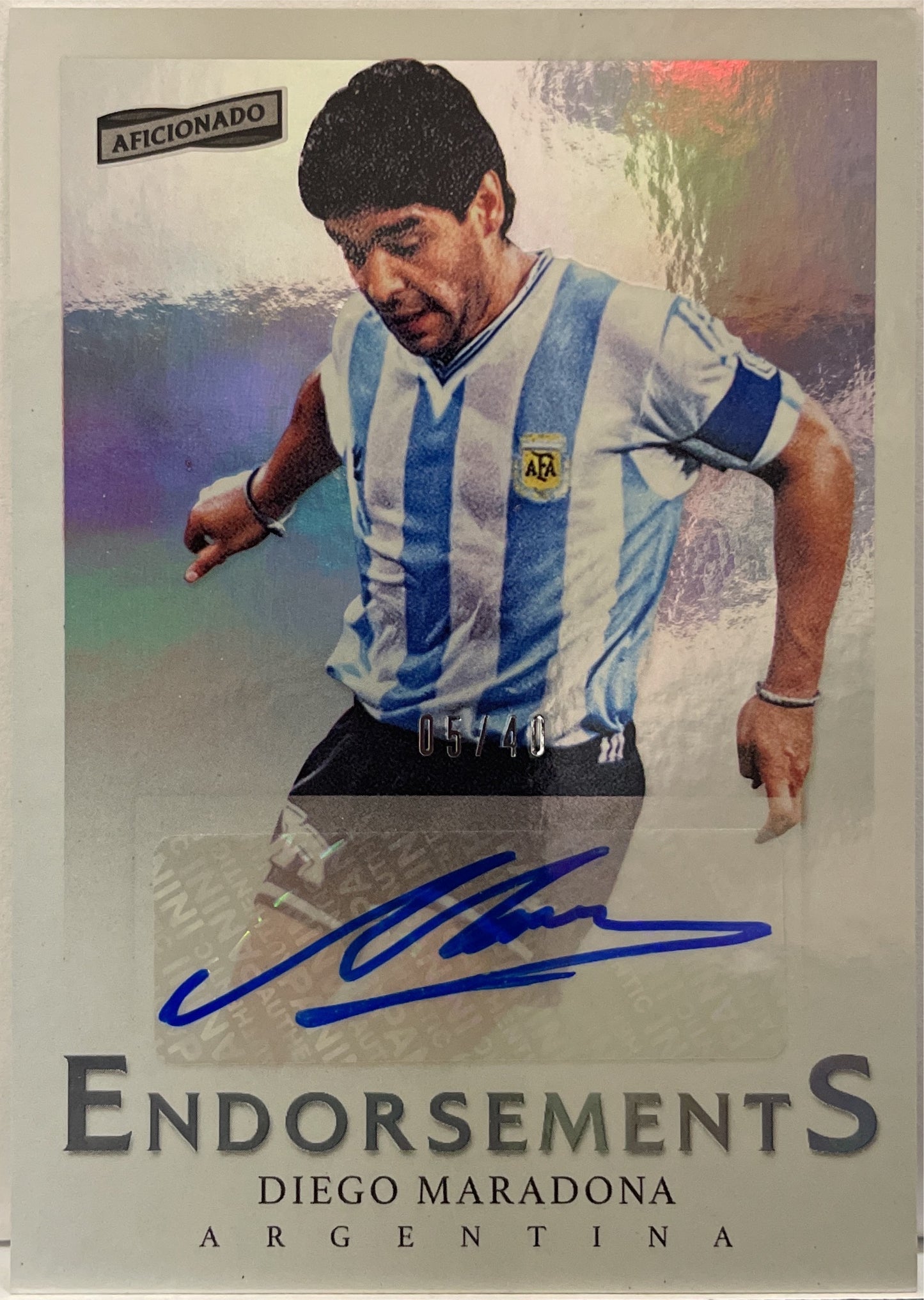 Diego Maradona 5/40 Autograph Endorsement Panini Aficionado 2016/17
