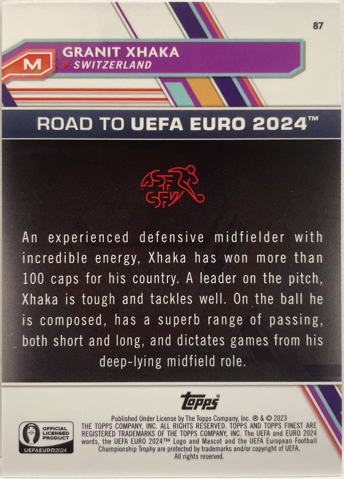 Granit Xhaka 1/99 Green Topps Finest Road To Uefa Euro 2024