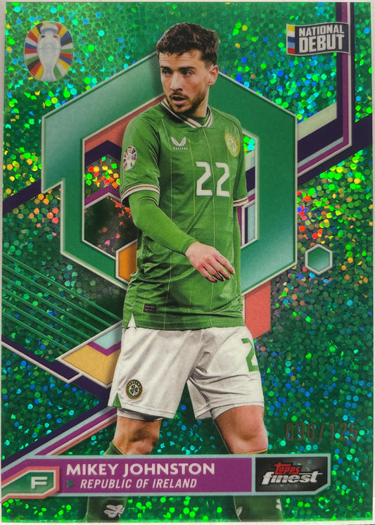 Mikey Johnston 90/125 National Debut Green Speckle Topps Finest Road To Uefa Euro 2024