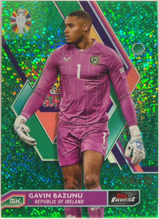 Gavin Bazunu 18/125 Green Speckle Topps Finest Road To Uefa Euro 2024