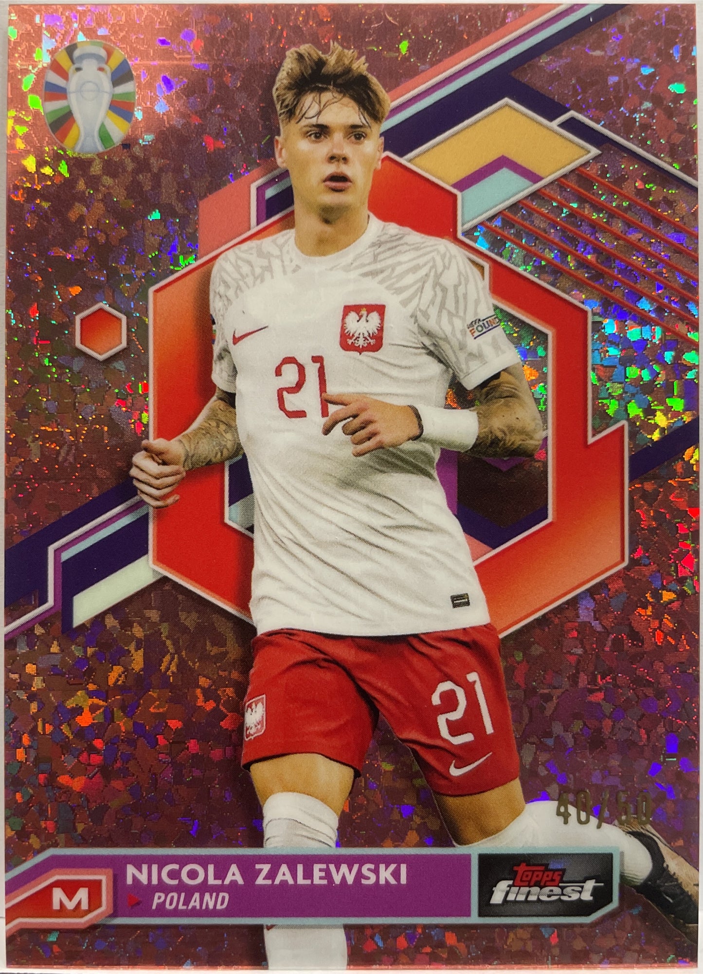 Nicola Zalewski 40/50 Rose Gold Mini Diamond Topps Finest Road To Uefa Euro 2024