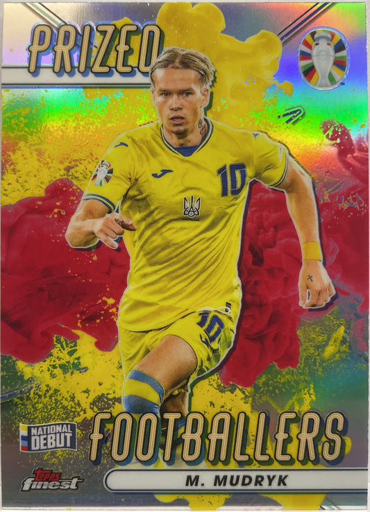 Mykhailo Mudryk Prized Footballers Fusion Red Yellow Topps Finest Road To Uefa Euro 2024