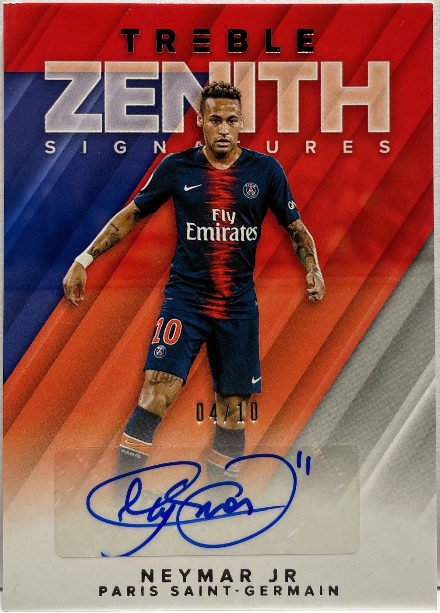 Neymar Jr 4/10 Autograph Treble Zenith Signatures Panini Treble 2018/19