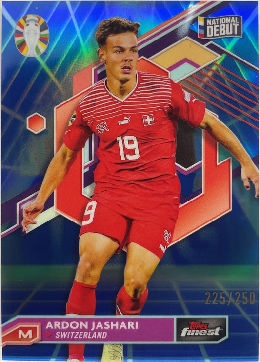 Ardon Jashari 225/250 National Debut Blue Aqua Vaporwave Topps Finest Road To Uefa Euro 2024