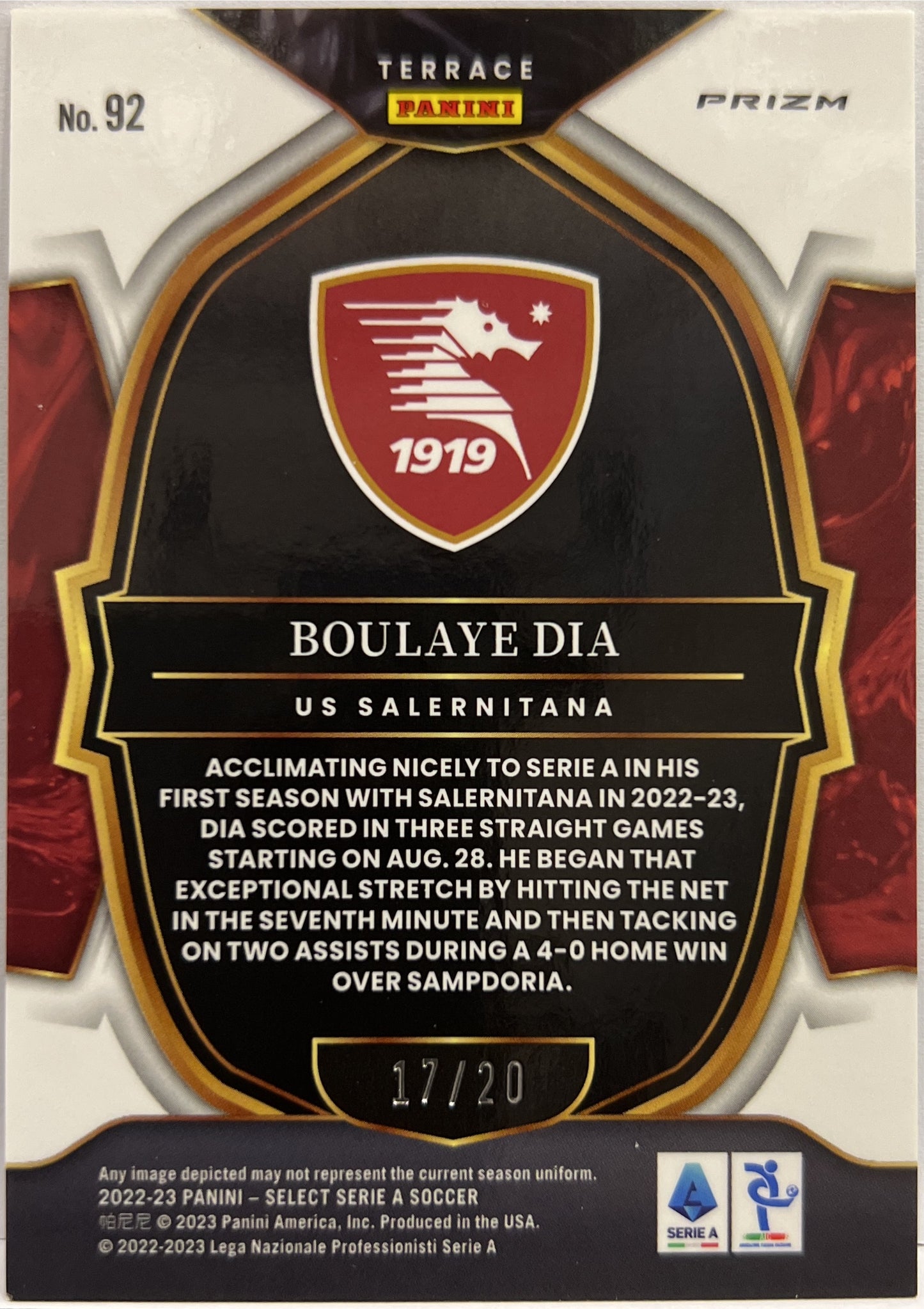 Boulaye Dia 17/20 Terrace Select Serie A 2022/23