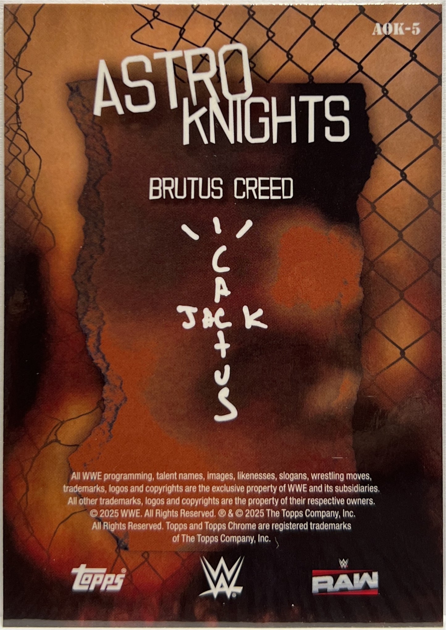 Brutus Creed Astro Knights Topps Chrome WWE x Cactus Jack 2025