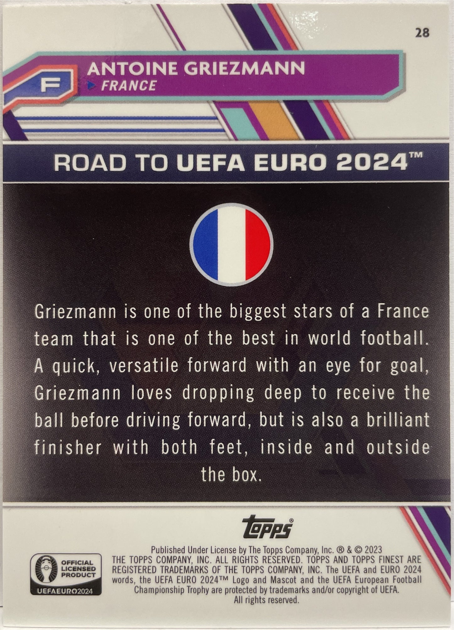 Antoine Griezmann 104/150 Blue Topps Finest Road To Uefa Euro 2024