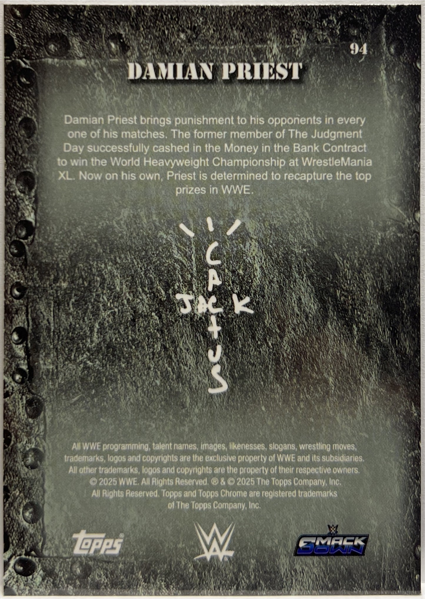 Damian Priest Yellow Flame Topps Chrome WWE x Cactus Jack 2025