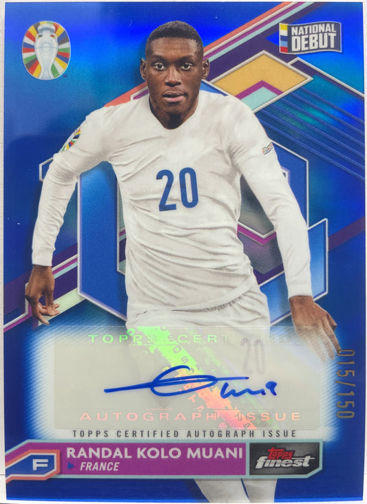 Randal Kolo Muani 15/150 Autograph National Debut Blue Topps Finest Road To Uefa Euro 2024