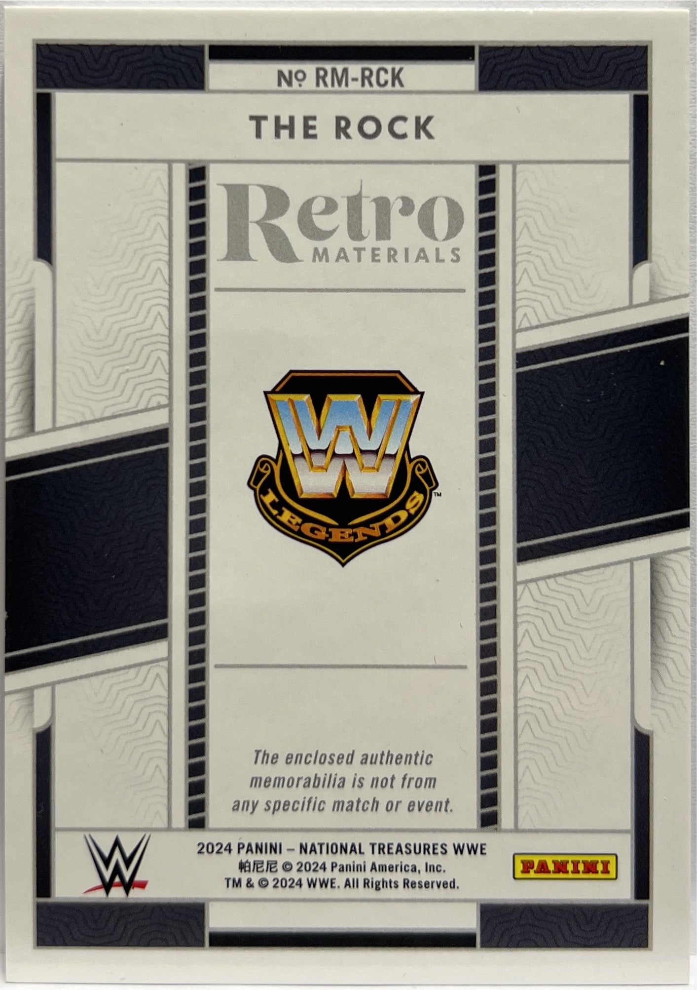 The Rock 8/25 Patch Retro Materials Panini National Treasure WWE 2024