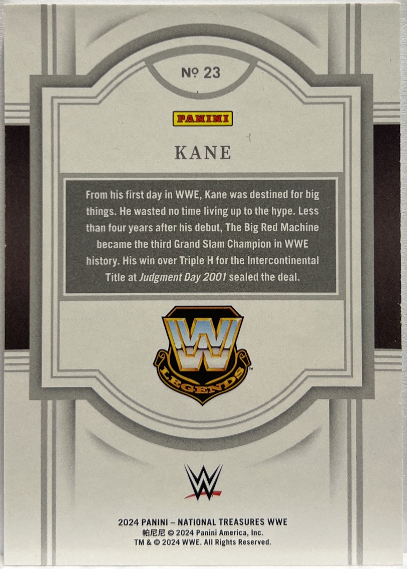 Kane 2/10 Panini National Treasure WWE 2024