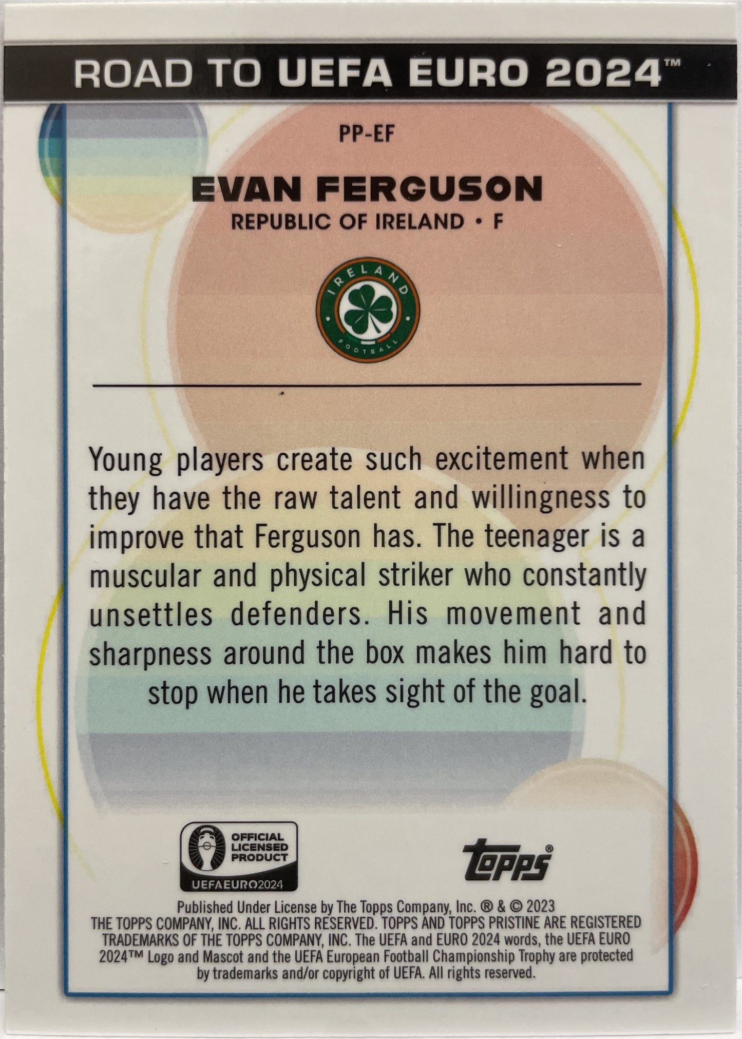 Evan Ferguson Pristine Prodigies National Debut Topps Pristine Road To Euro 2024