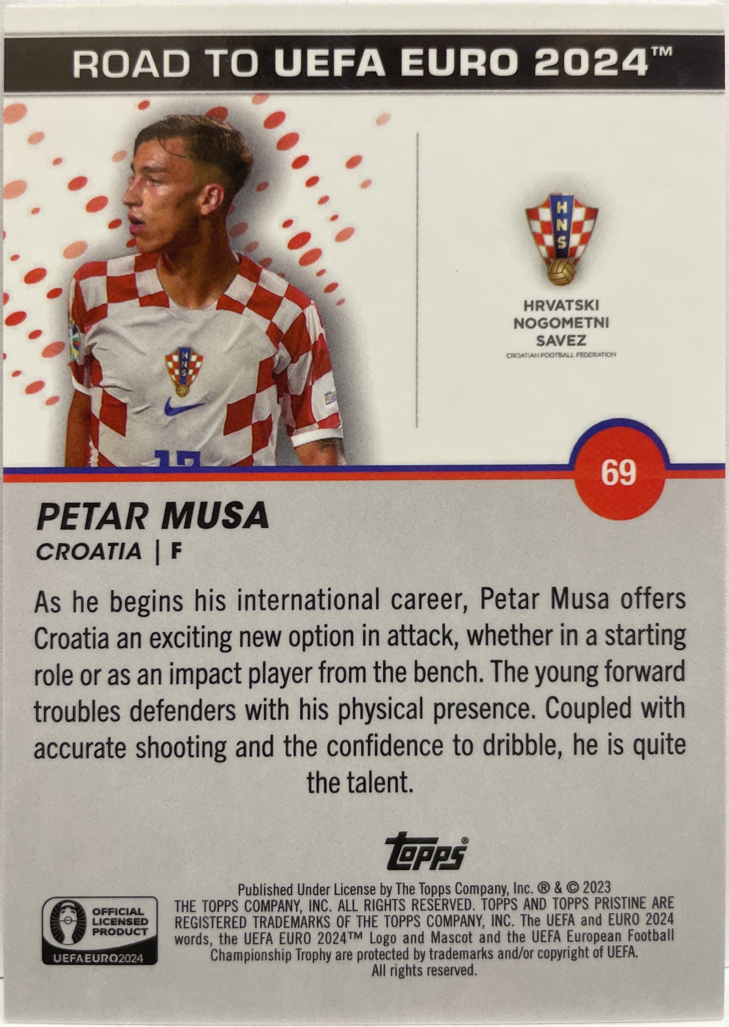 Petar Musa 25/99 National Debut Purple Topps Pristine Road To Euro 2024