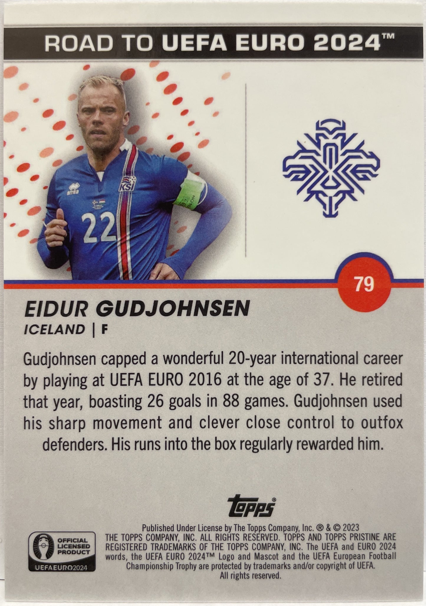 Eidur Gudjohnsen 86/99 Purple Topps Pristine Road To Euro 2024