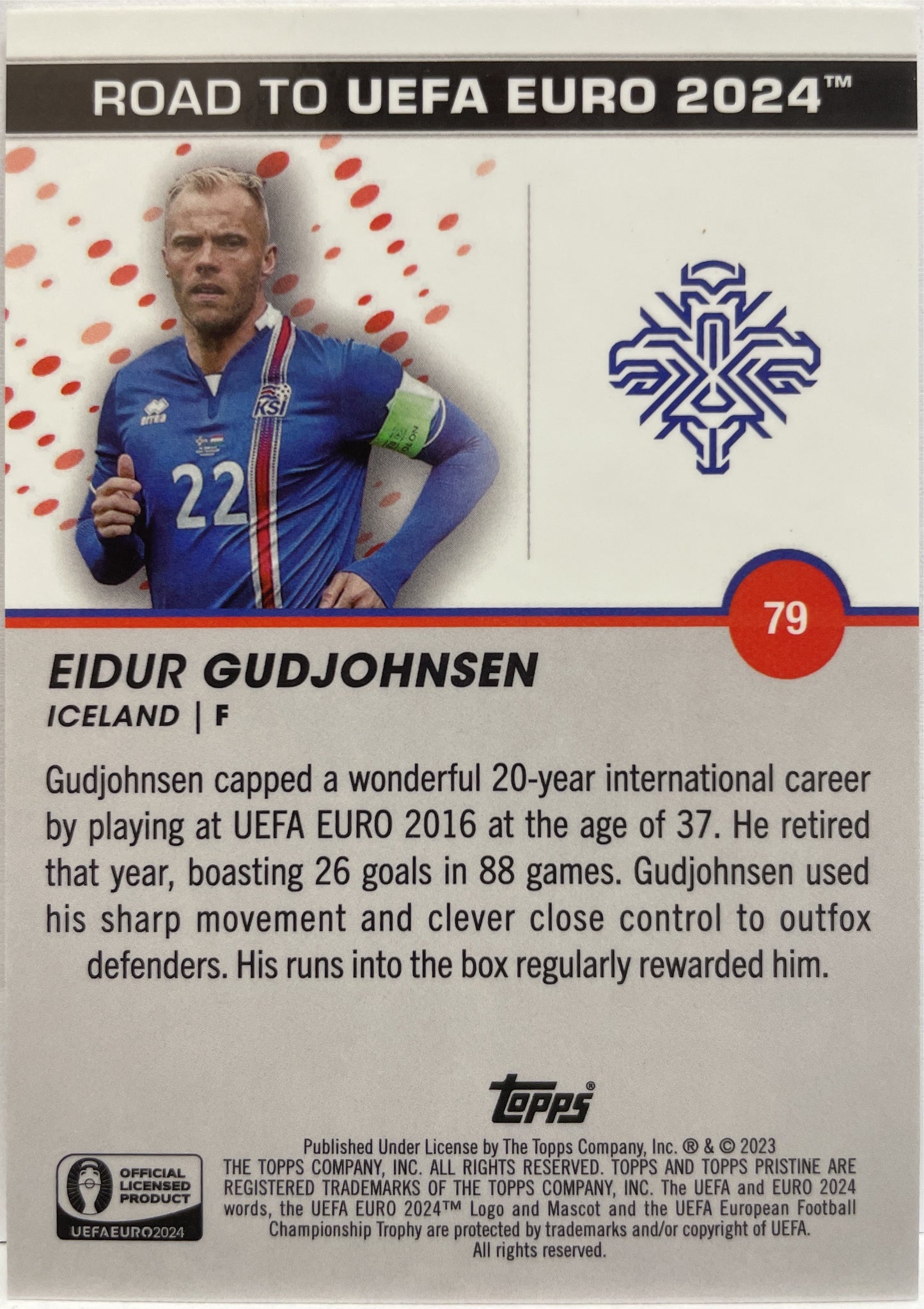 Eidur Gudjohnsen 7/50 Gold Topps Pristine Road To Euro 2024