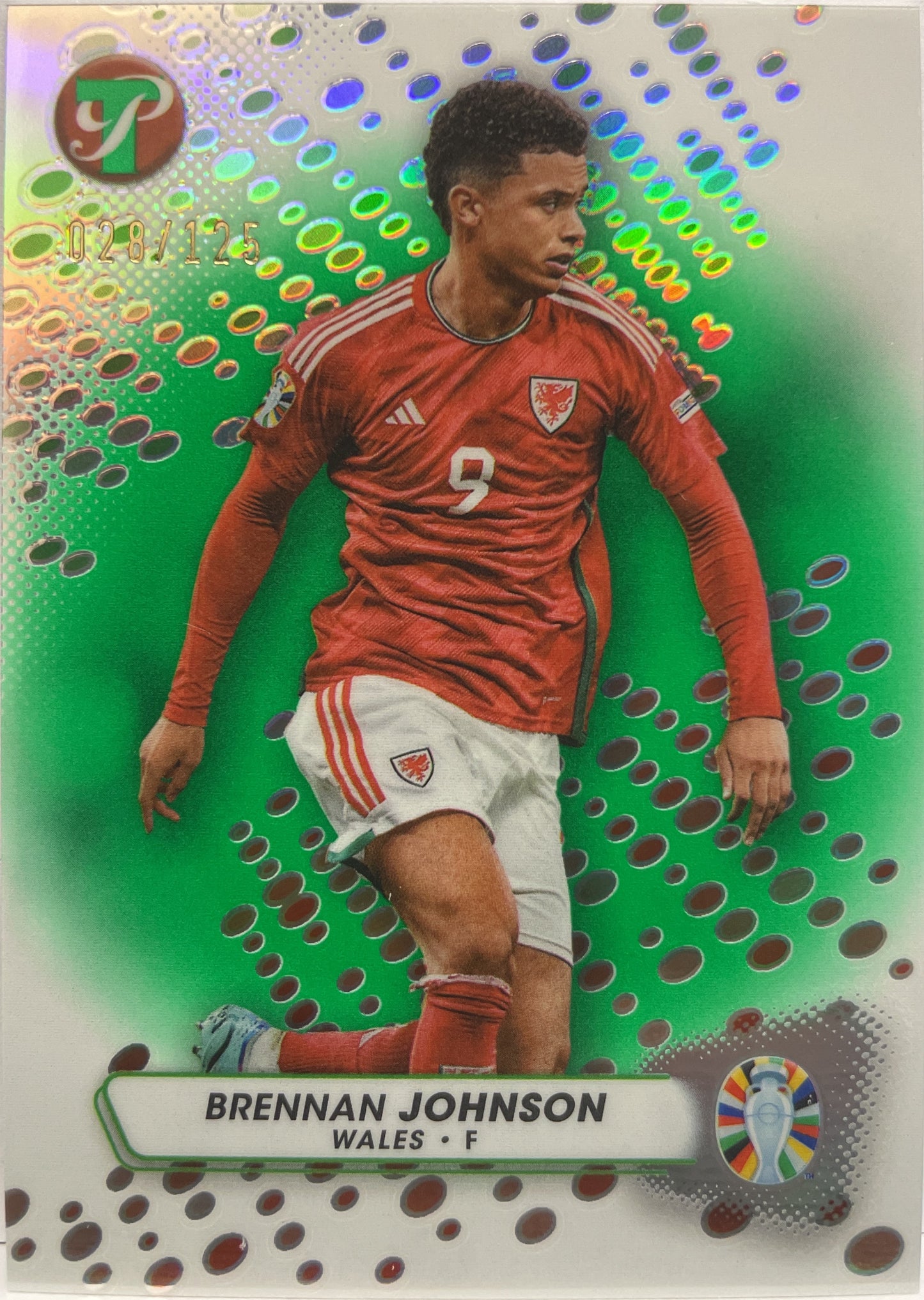 Brennan Johnson 28/125 Green Topps Pristine Road To Euro 2024