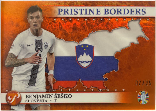 Benjamin Sesko 7/25 Pristine Borders Orange Topps Pristine Road To Euro 2024