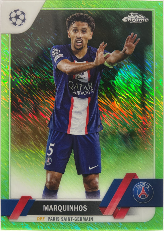 Marquinhos 296/399 Neon Green Topps Chrome UCC 2022/23