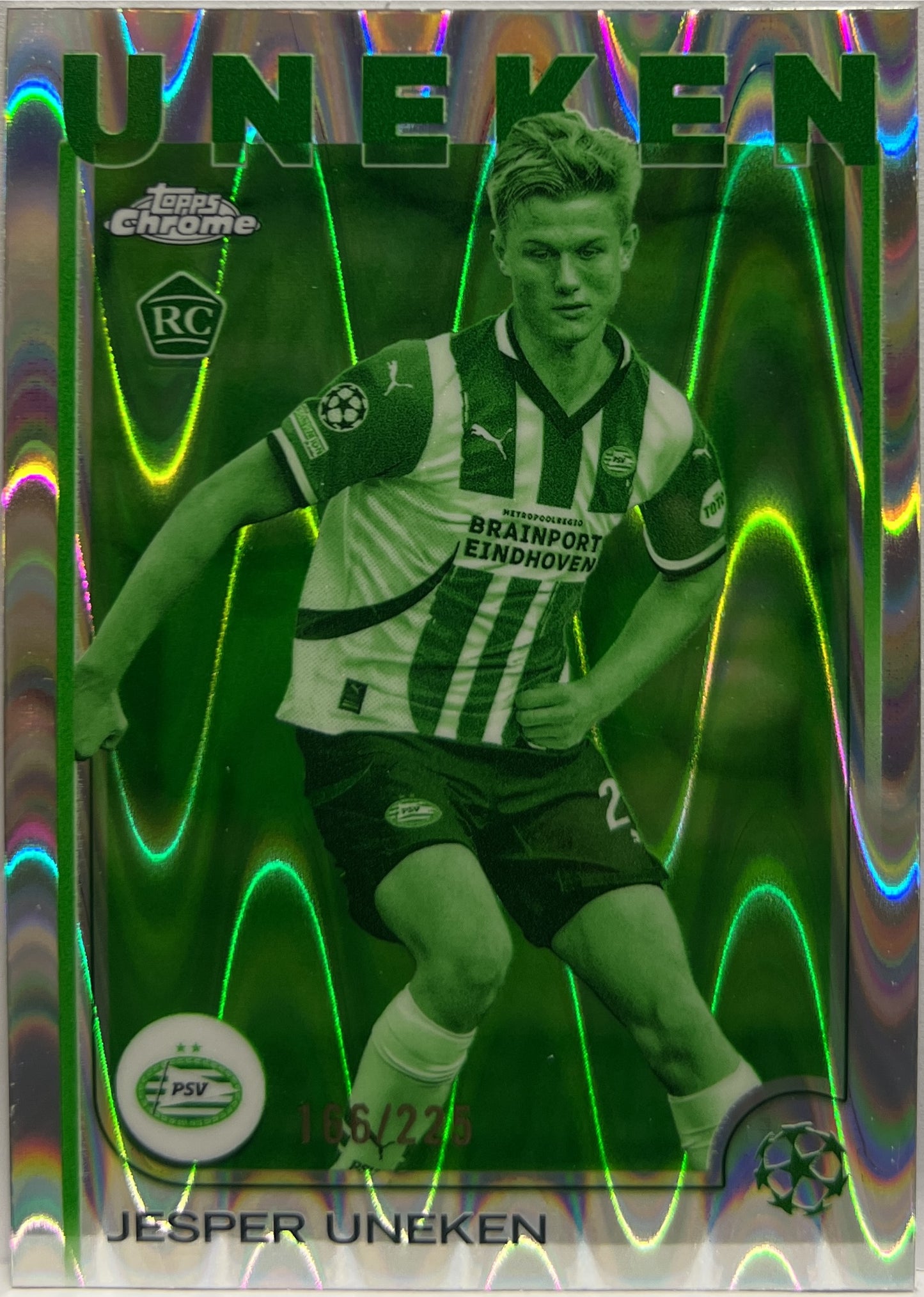 Jesper Uneken 166/225 Rookie Night Vision RayWave Topps Chrome UCC 2024/25