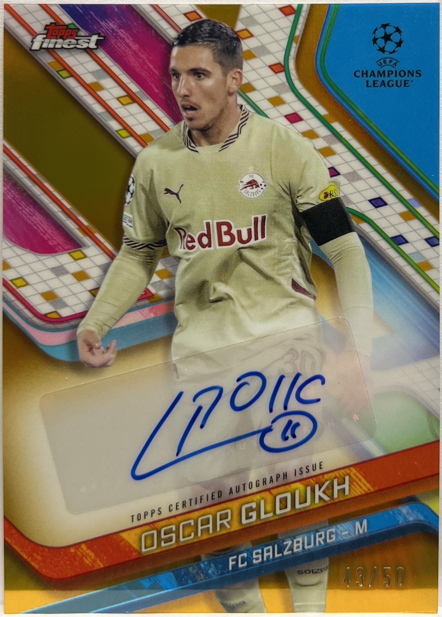 Oscar Gloukh 43/50 Autograph Gold Topps Finest UCC 2024/25