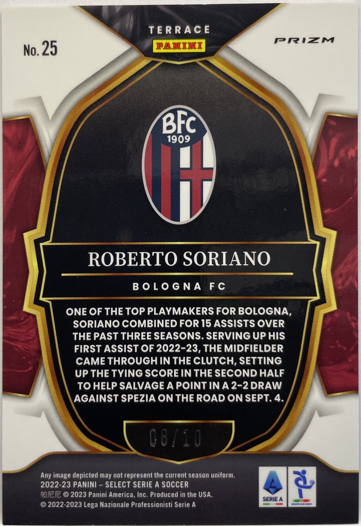 Roberto Soriano 8/10 Terrace Gold Select Serie A 2022/23