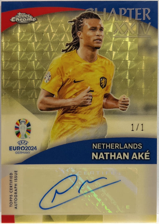 Nathan Ake 1/1 Chapter XXIV Superfractor Topps Chrome Euro 2024