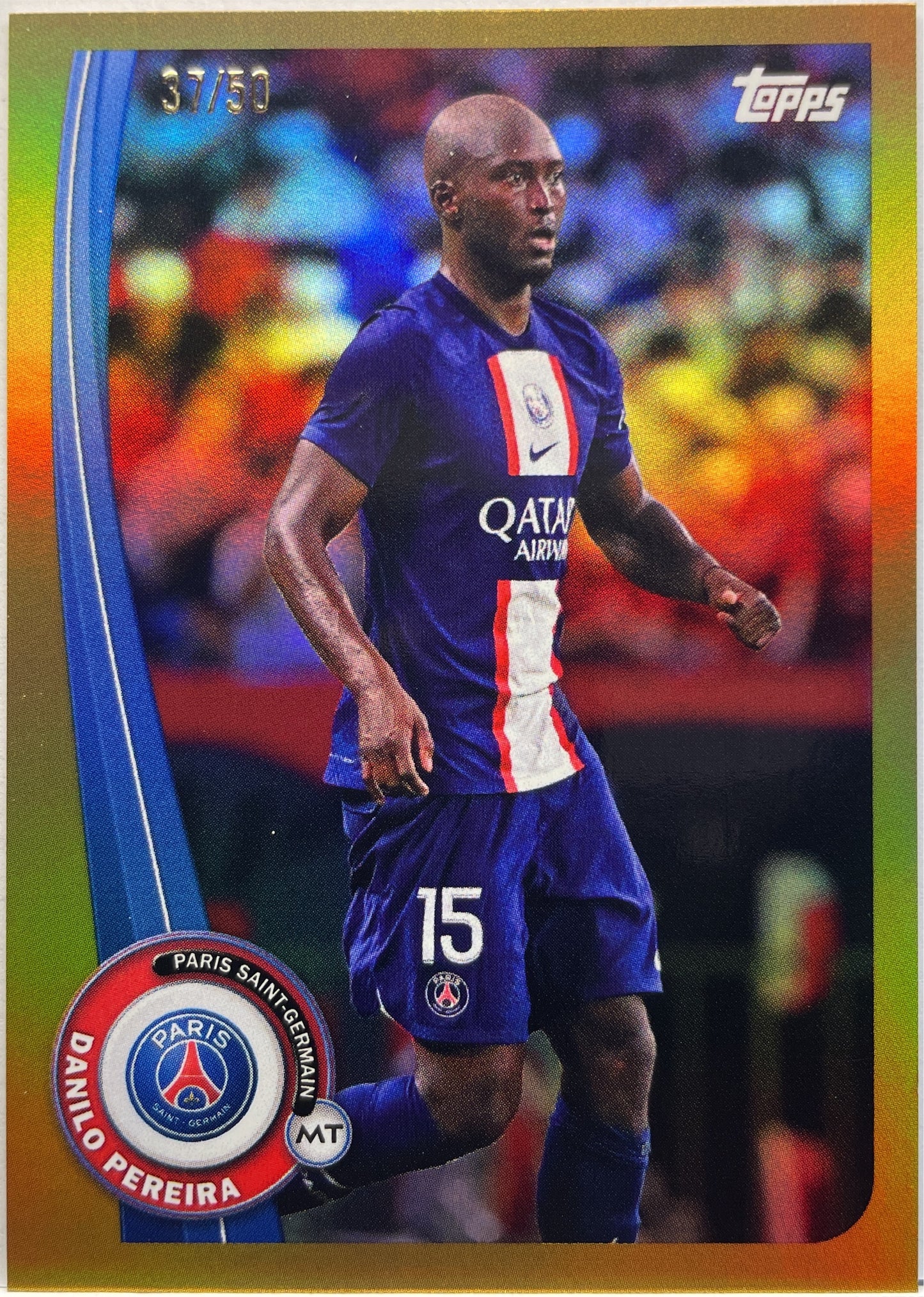 Danilo Pereira 37/50 Yellow Foil Topps PSG Team Set 2022/23