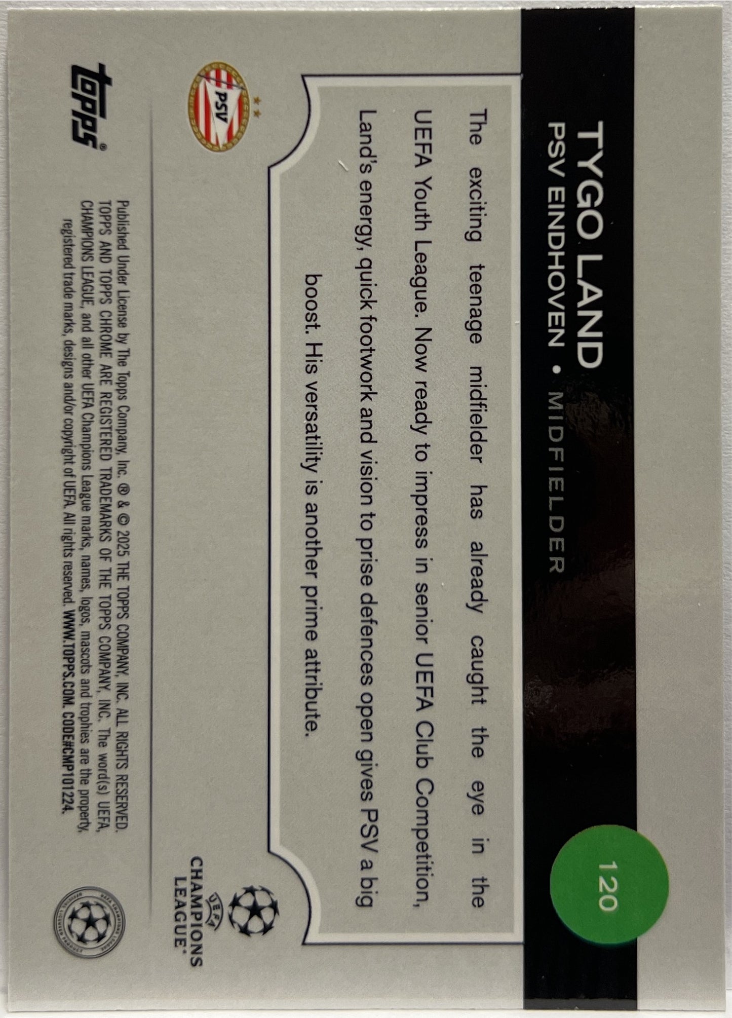 Tygo Land 176/299 Rookie Violet Topps Chrome UCC 2024/25