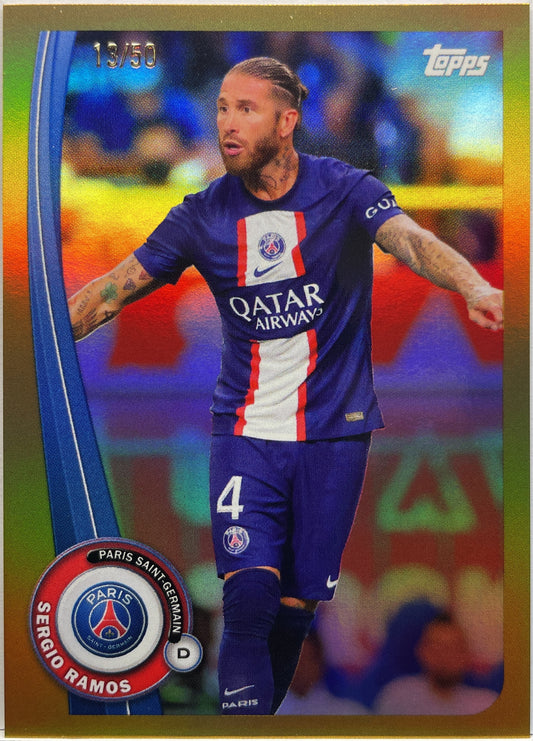 Sergio Ramos 13/50 Yellow Foil Topps PSG Team Set 2022/23