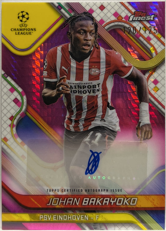 Johan Bakayoko 120/125 Autograph Pink Prism Topps Finest UCC 2024/25