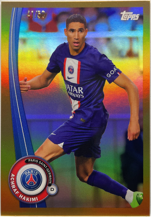 Achraf Hakimi 41/50 Yellow Foil Topps PSG Team Set 2022/23