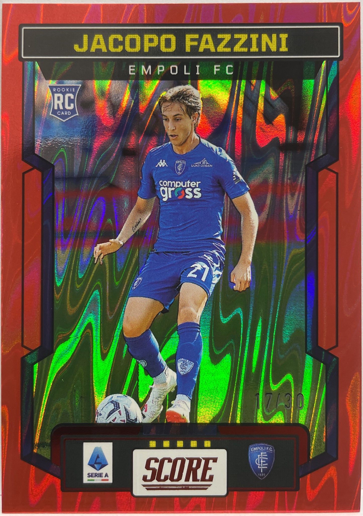 Jacopo Fazzini 17/30 Rookie Red Swirl Score Serie A 2023/24