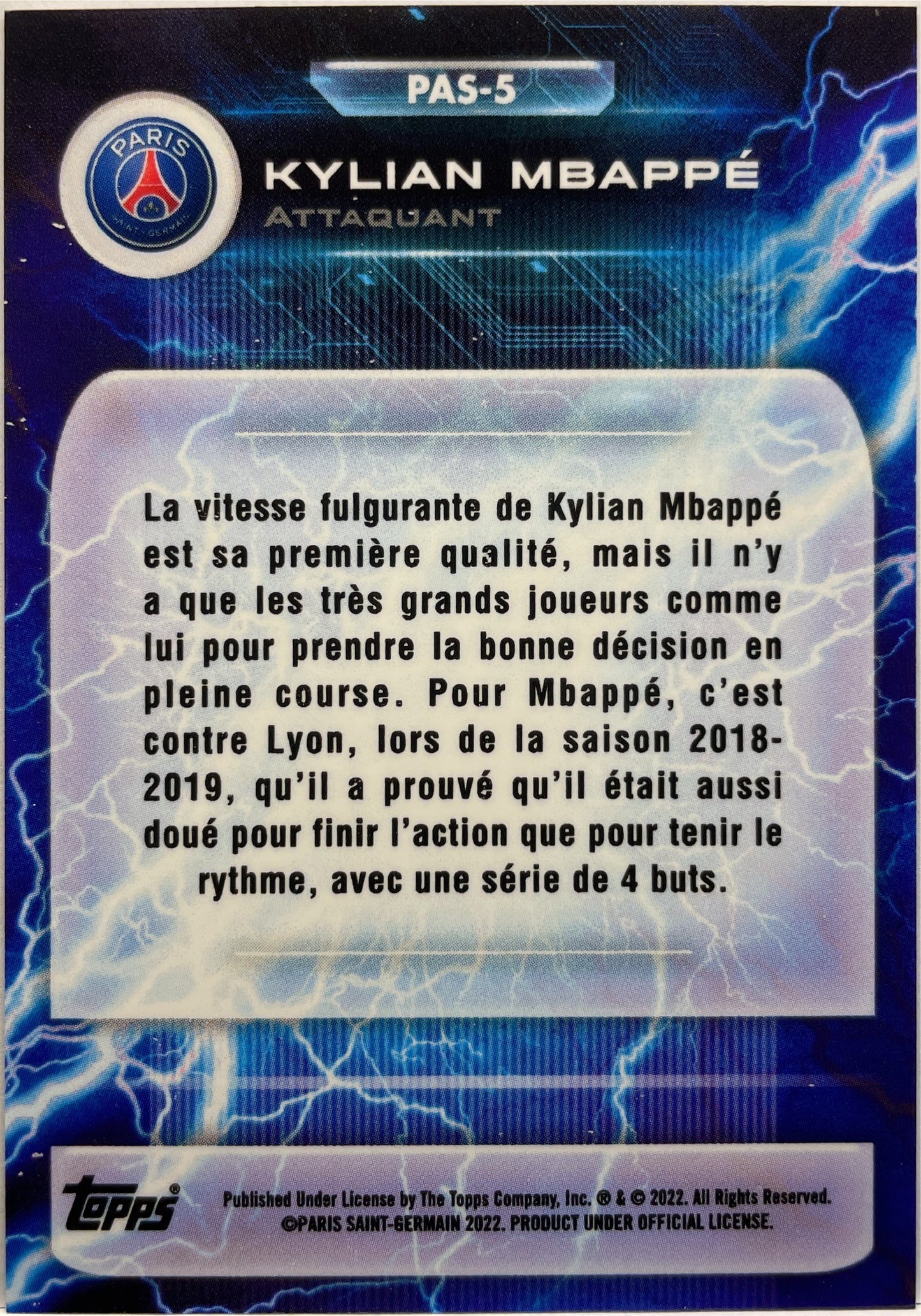 Kylian Mbappe 20/25 Super Electric PSG Team Set 2022/23