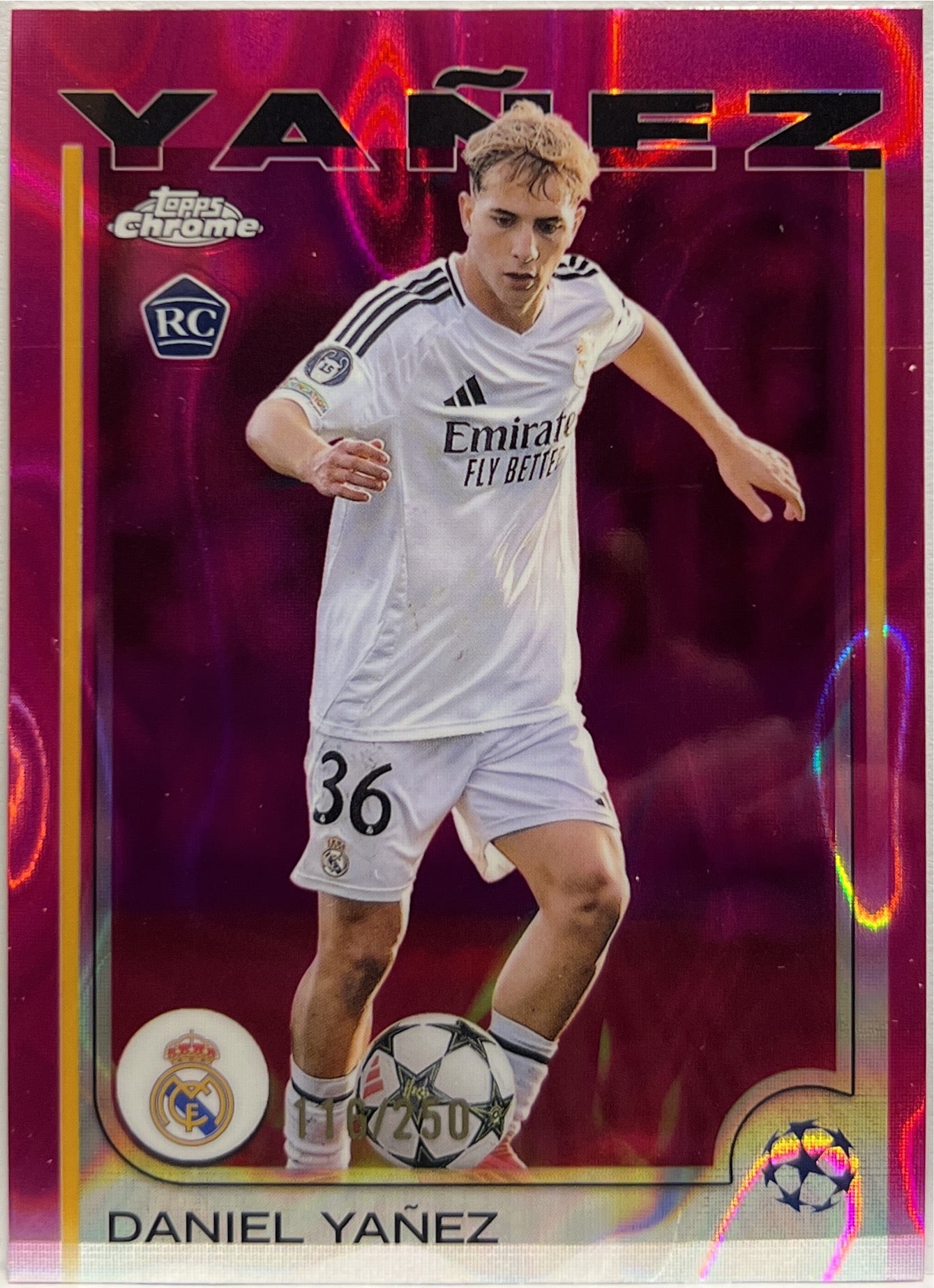 Daniel Yanez 116/250 Rookie Pink Lava Topps Chrome UCC 2024/25