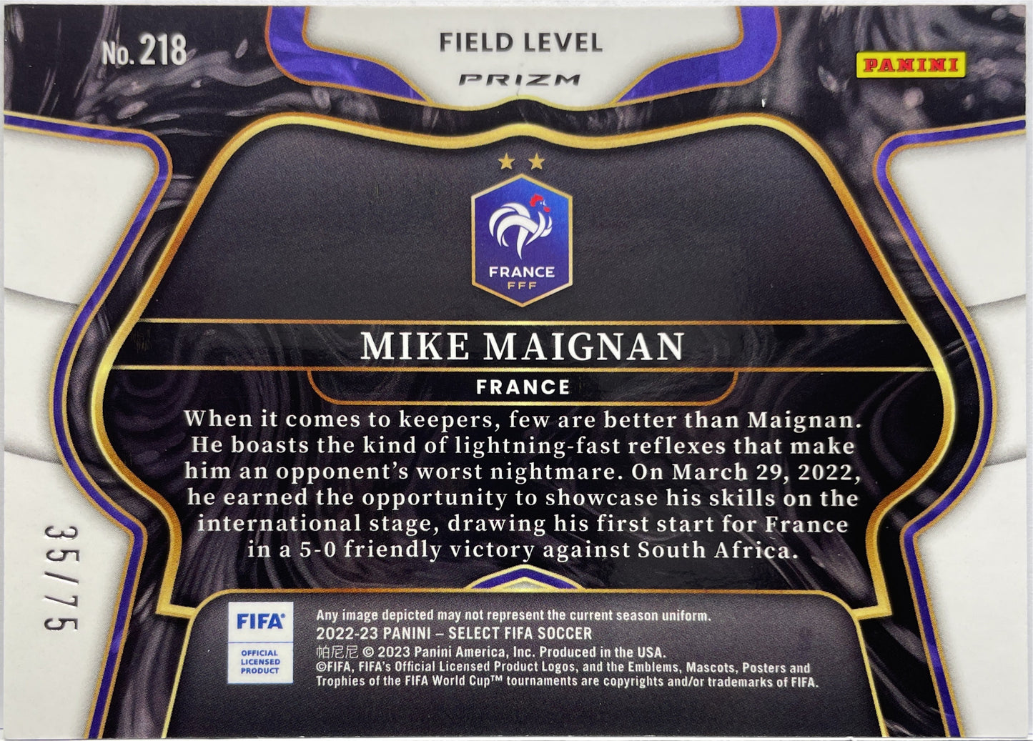 Mike Maignan 35/75 Field Level Purple Select Fifa 2022/23