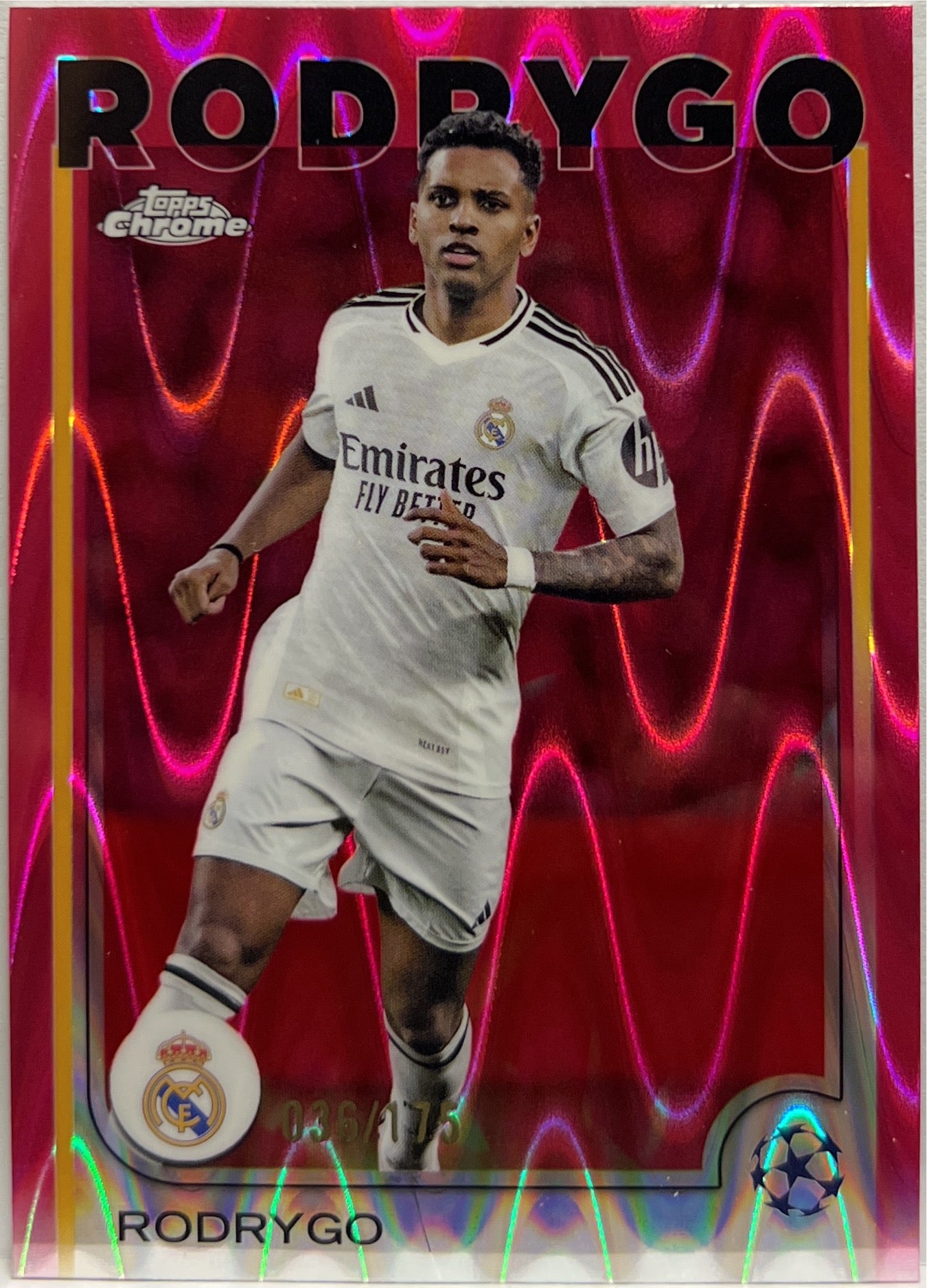 Rodrygo 36/175 Pink RayWave Topps Chrome UCC 2024/25