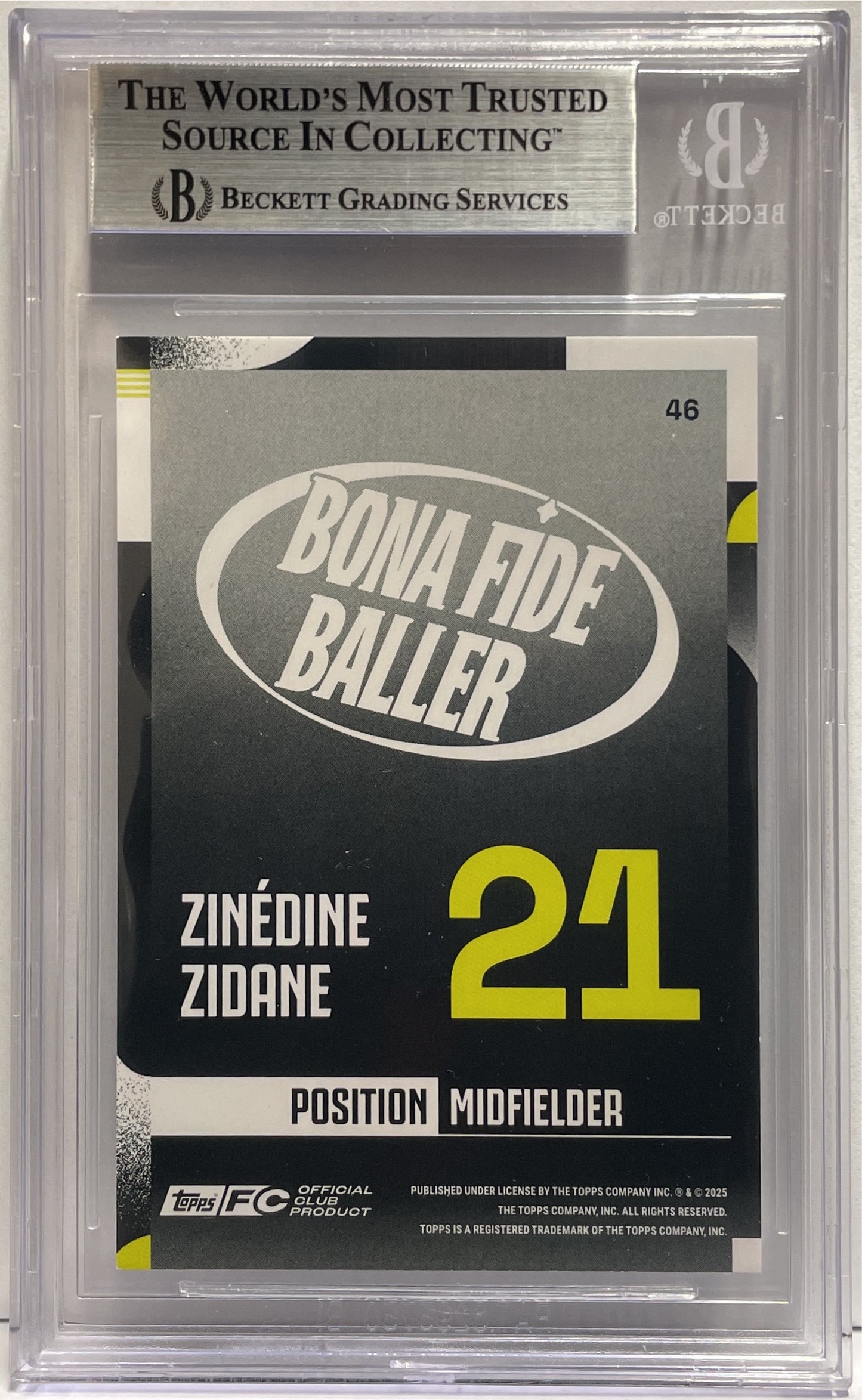 Zinedine Zidane 46/50 Bona Fide Baller Gold Topps Juventus Premium Team Set 2024/25 Beckett 9