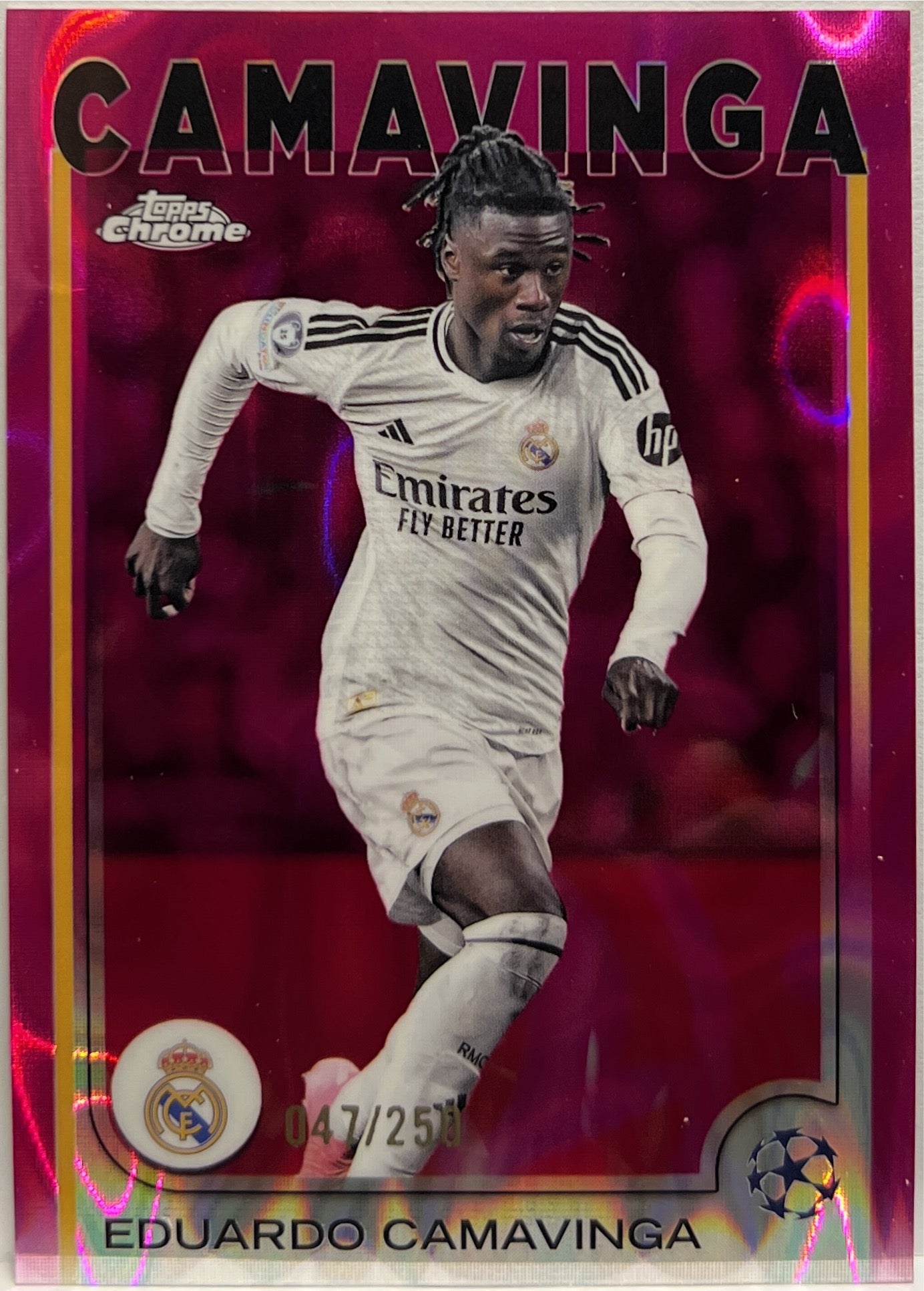 Eduardo Camavinga 47/250 Pink Lava Topps Chrome UCC 2024/25