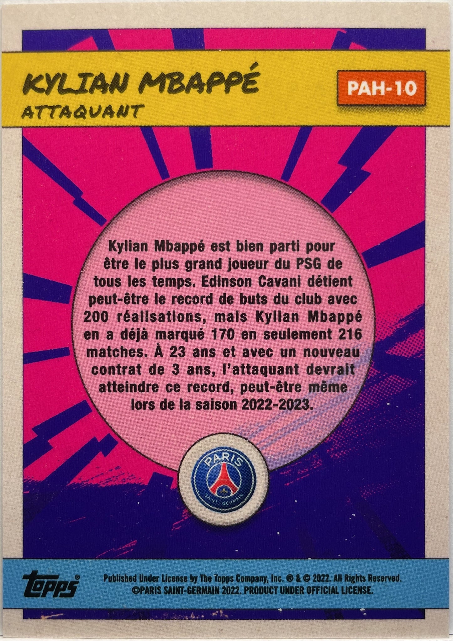 Kylian Mbappe 11/25 Heroes Topps PSG Team Set 2022/23