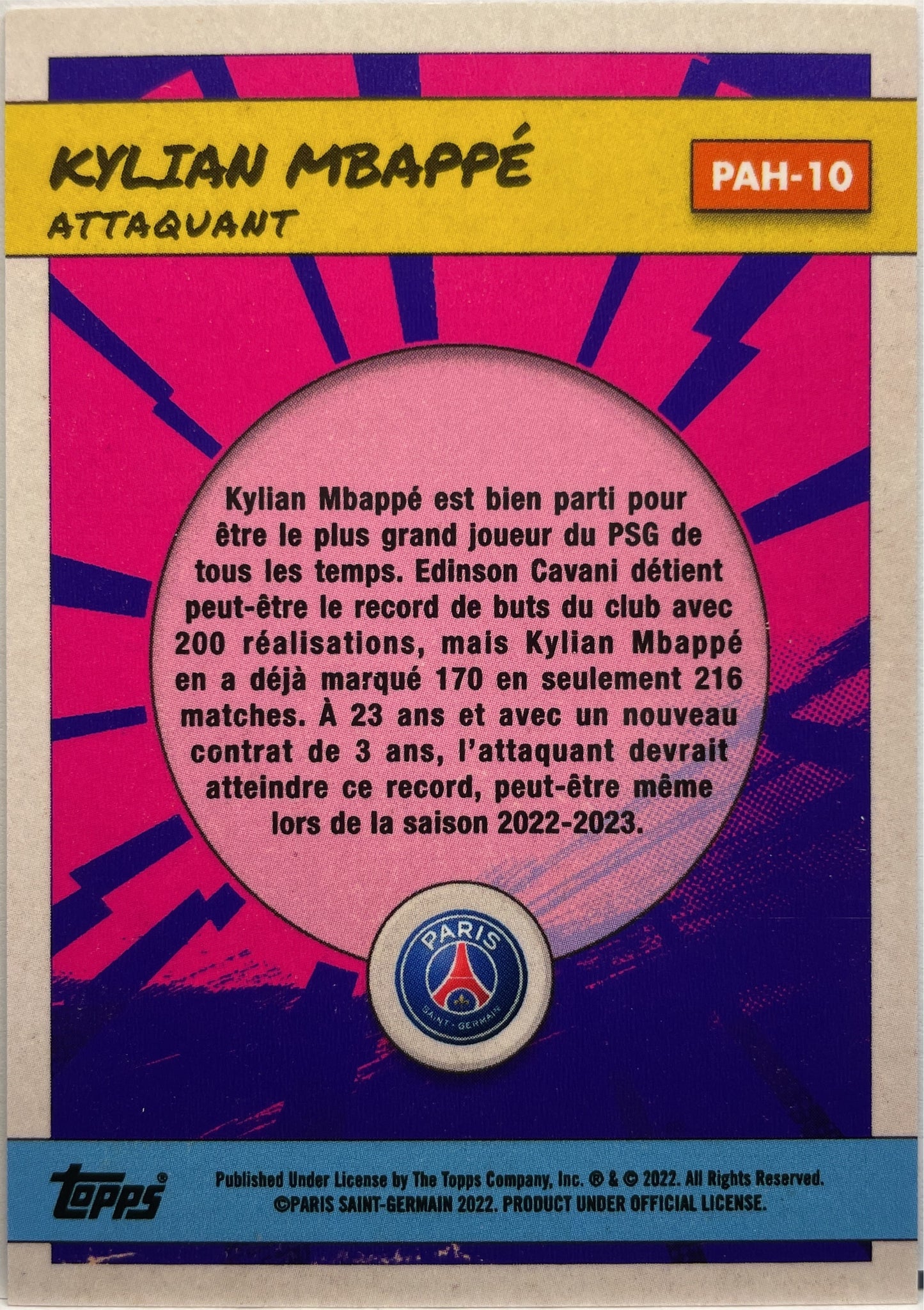 Kylian Mbappe 6/10 Heroes Topps PSG Team Set 2022/23