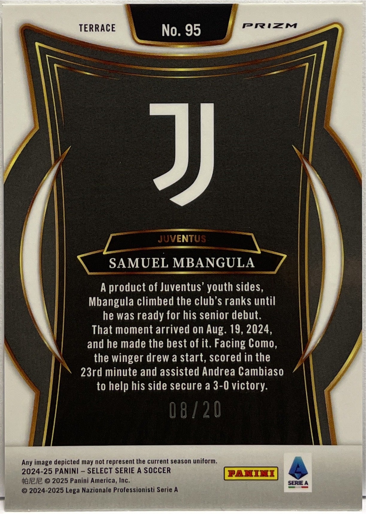 Samuel Mbangula 8/20 Rookie Terrace White Select Serie A 2024/25