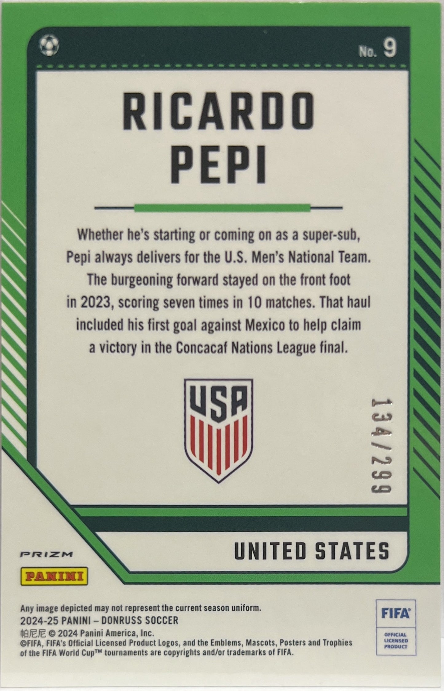 Ricardo Pepi 134/299 Optic Red Donruss Fifa 2024/25