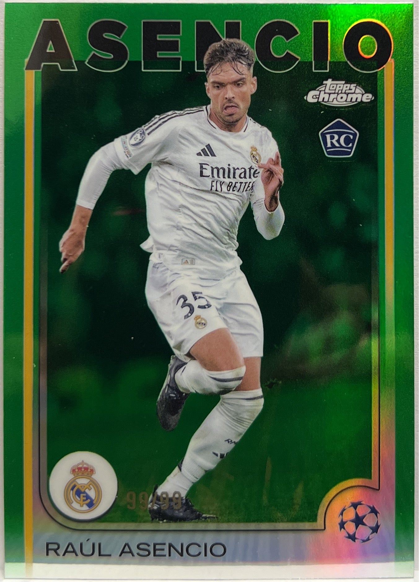 Raul Asencio 99/99 Rookie Green Lava Topps Chrome UCC 2024/25