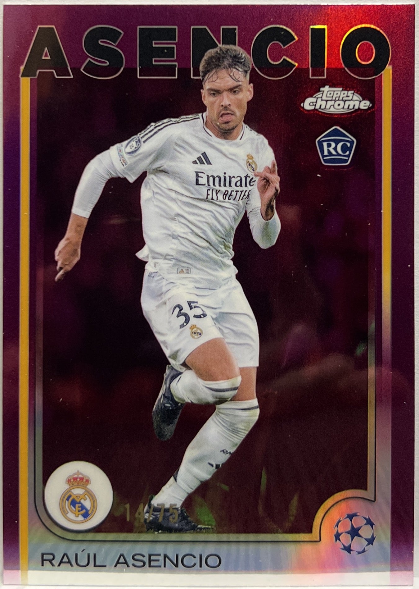 Raul Asencio 14/75 Rookie Magenta Topps Chrome UCC 2024/25