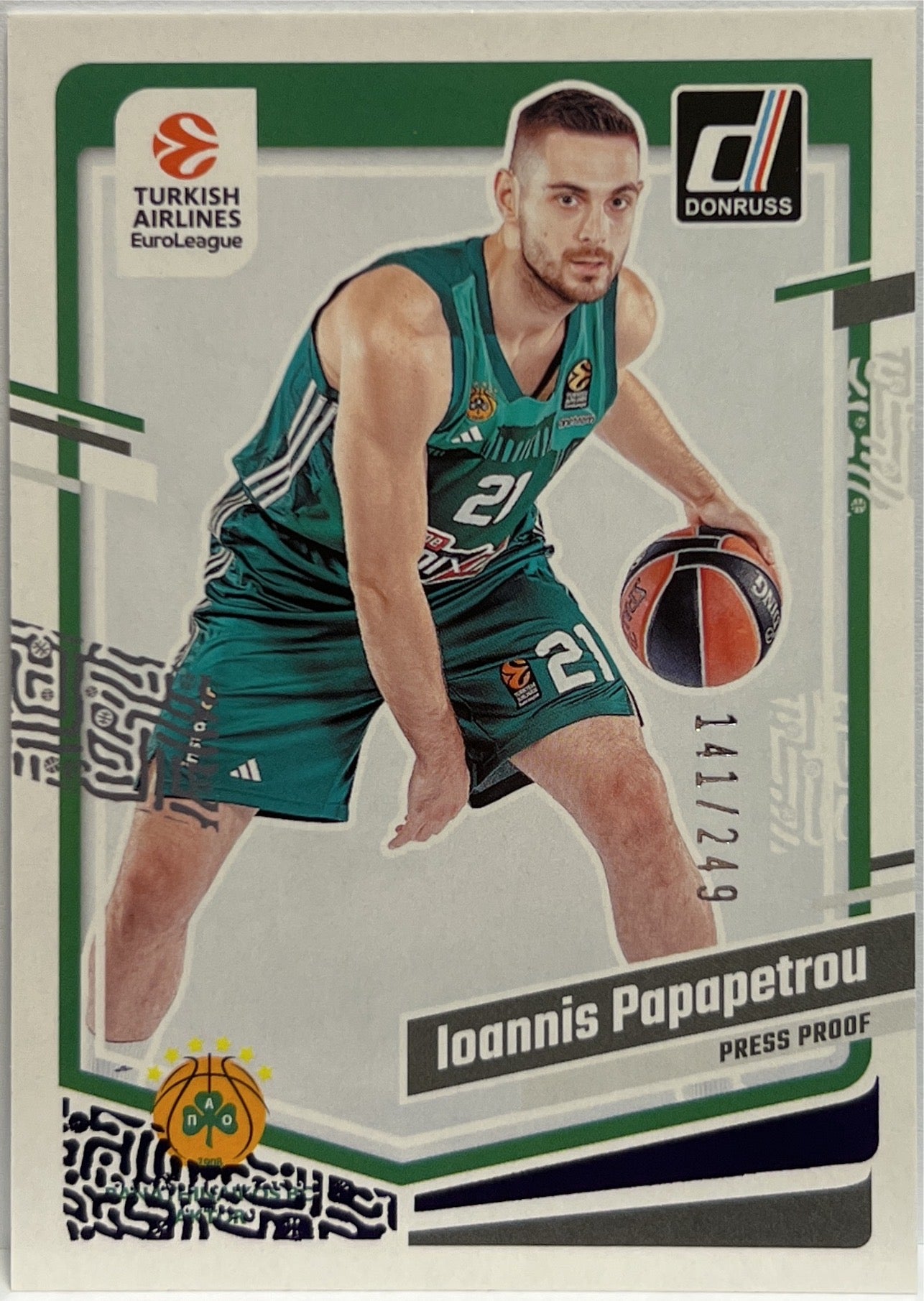 Ioannis Papapetrou 141/249 Press Proof Donruss Euroleague Basketball 2023/24