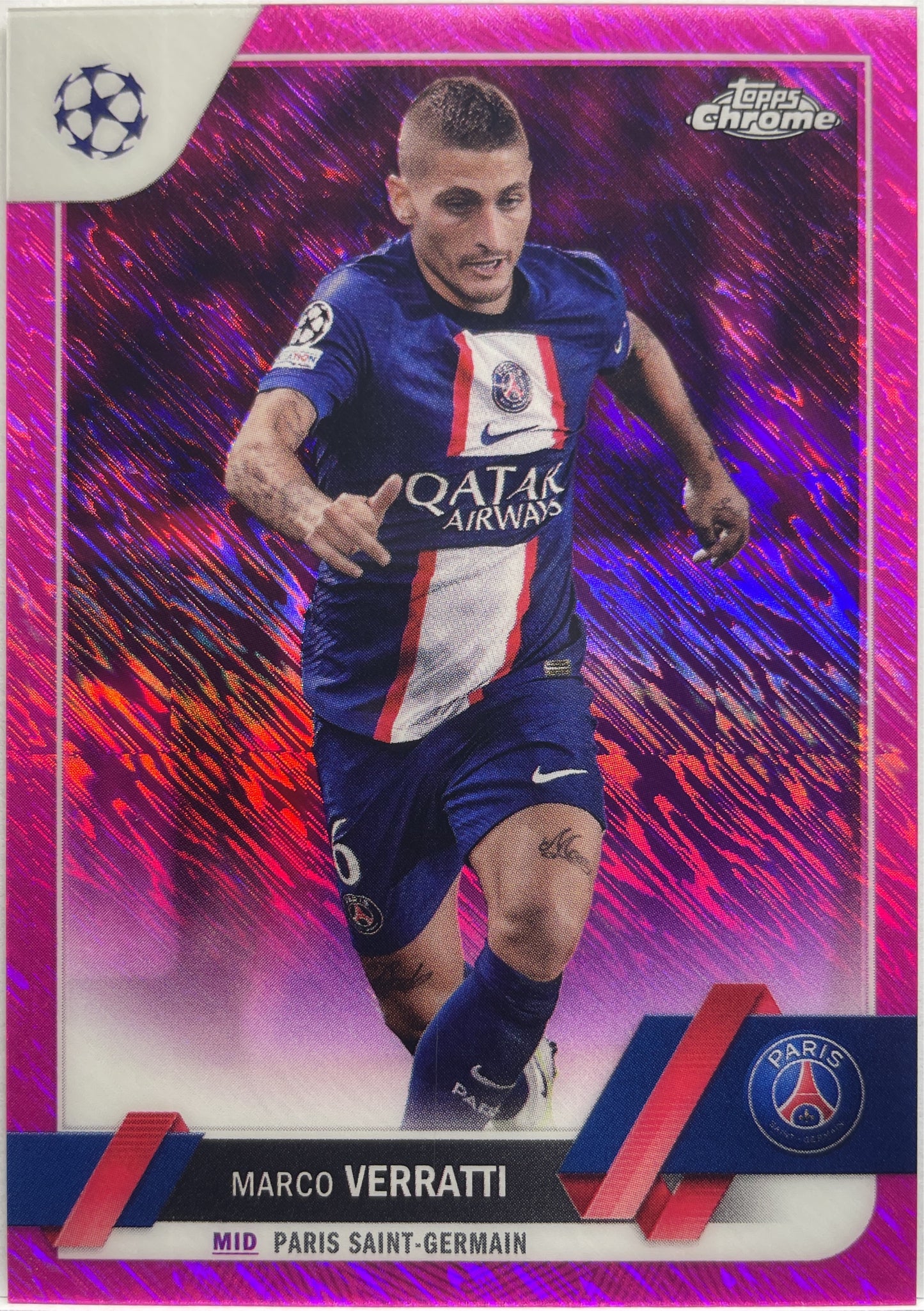 Marco Verratti 97/250 Pink Shimmer Topps Chrome UCC 2022/23