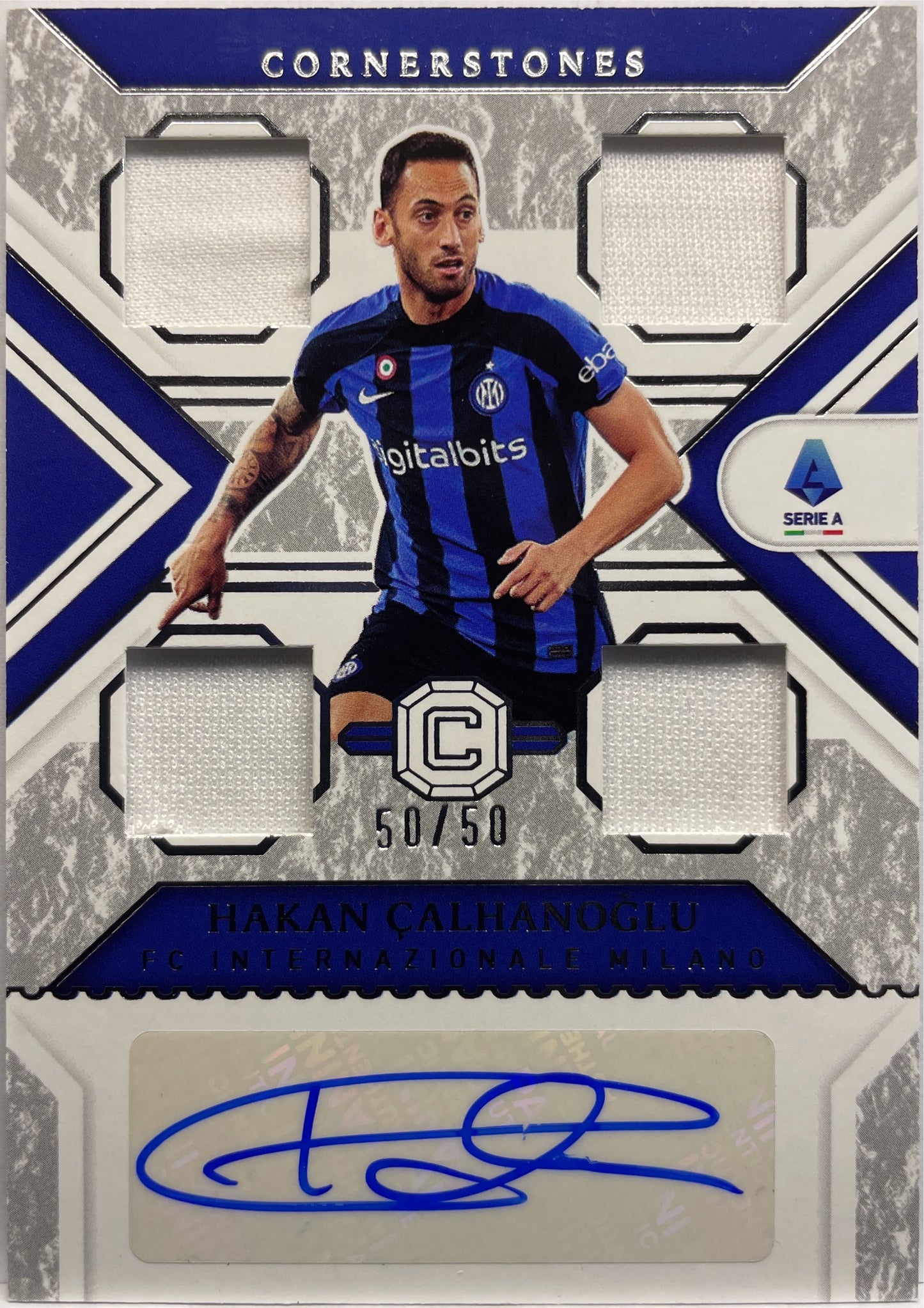 Hakan Calhanoglu 50/50 Autograph Cornerstones Chronicles Serie A 2022/23