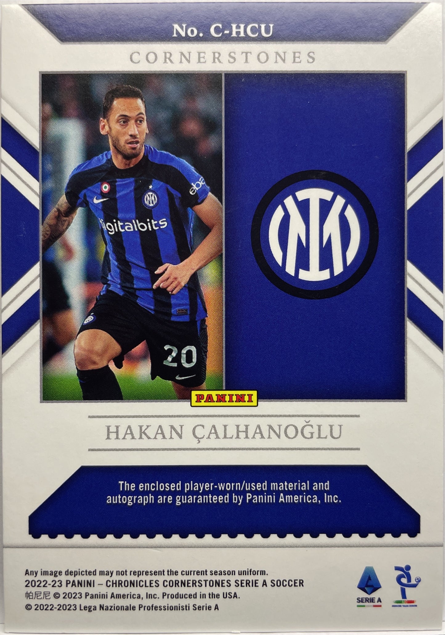 Hakan Calhanoglu 50/50 Autograph Cornerstones Chronicles Serie A 2022/23