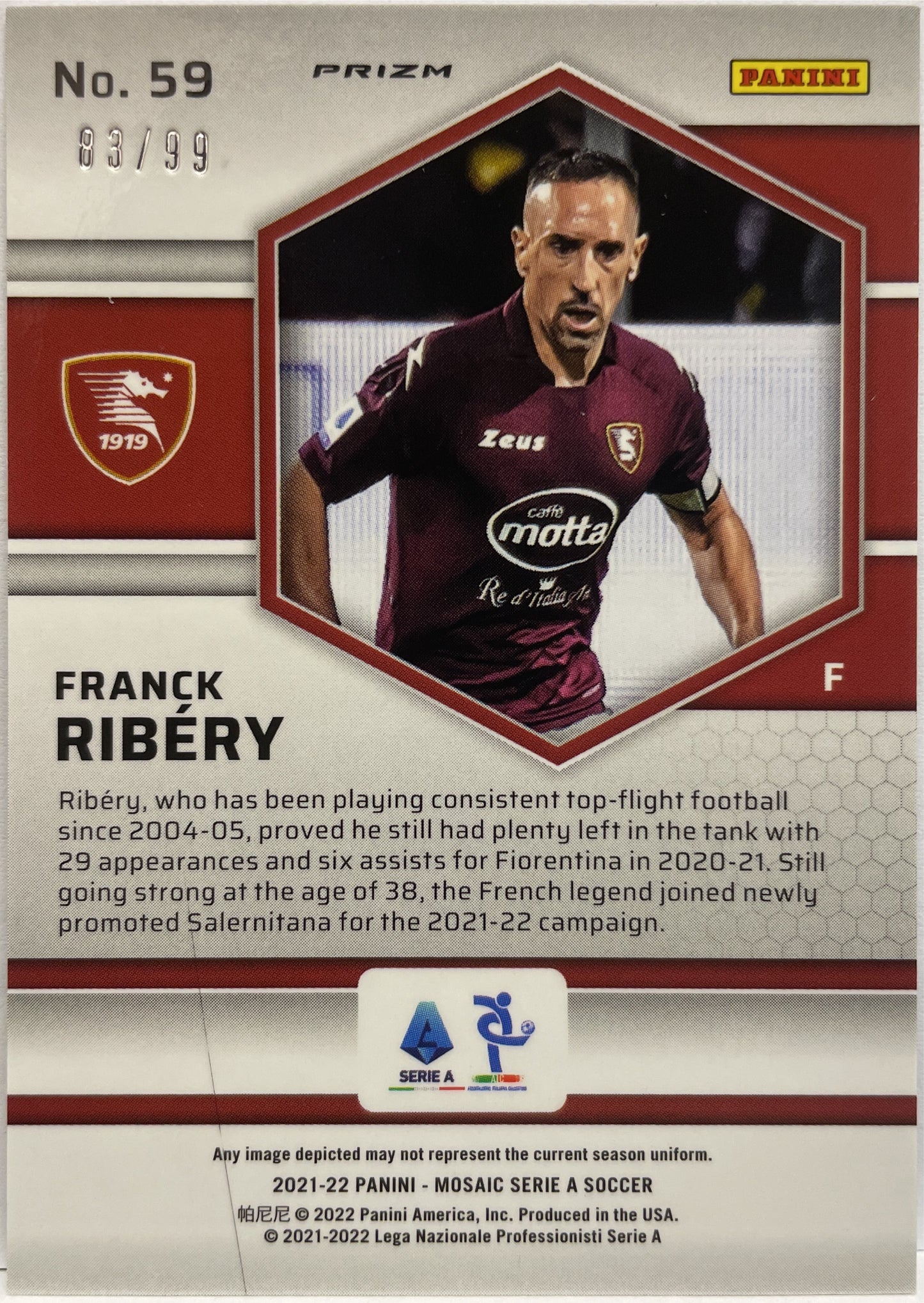 Franck Ribery 83/99 Blue Mosaic Serie A 2021/22